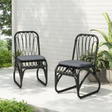Outdoor Wicker Dining Chairs With Washable Cushion (Set of 2)
