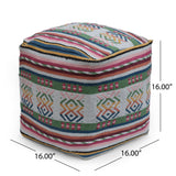 Inca - Handcrafted Peruvian Print Square Pouf Ottoman - Multicolor