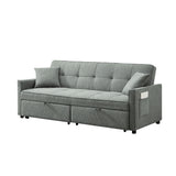 3 In 1 Convertible Sleeper Sofa Bed, Reclining Backrest, Pillows, Pockets