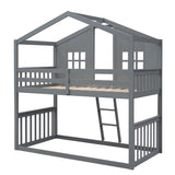 House Bunk Bed With Ladder, Wood Bed