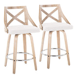 Charlotte - Farmhouse Fixed Height Counter Stool With Swivel And Round Footrest (Set of 2)
