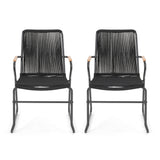 Moonstone - Outdoor Club Chair Set With Rope Weave Design - Black