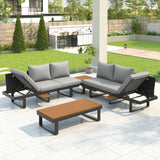 Outdoor Sectional Sofa Set With Adjustable Reclining Seats