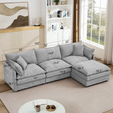 L Shaped Modular Sectional Sofa With Movable Ottoman, 3 Seater Comfortable Seating