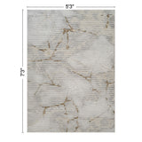 Geometrix - 5'3" X 7'3" Area Rug With Geometric, 3D Effect - Ivory / Gray