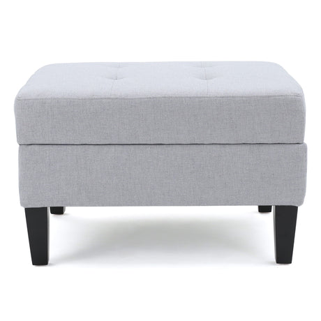 Storage Ottoman With Birch Wood Legs And Cushioned Top For Comfort