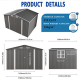 Large Outdoor Storage Shed With Lockable Door, Air Vent