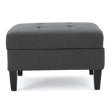Storage Ottoman With Birch Wood Legs And Cushioned Top For Comfort