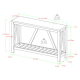 Farmhouse A Frame Faux Marble Entry Table With Lower Shelf - White / Walnut