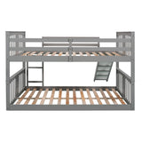 Full Over Full Bunk Bed With Ladder With Slide - Gray