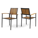 Vermilion - Outdoor Dining Chair With Vertical Slat And Wooden Arm