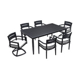 Outdoor Modern Dining Set, Chairs Sunbrella Cushioned And Dining Table With Umbrella Hole
