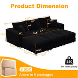 Deep Seat Convertible Sofa With Soft Pillows And Ottomans