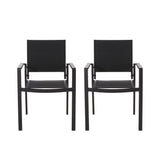 Baird - Outdoor Mesh And Aluminum Dining Chairs - Black