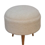 Boucle Rounded Footstool - Oak