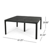 Outdoor Modern Aluminum Dining Table With Woven Accents