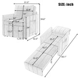 Upholstered Convertible Sleeper Sofa With 5 Position Backrest, Side Pockets, Storage