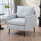 Contemporary Accent Chair With Metal Legs, Comfy Chenille Fabric Armchair