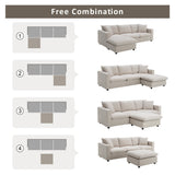 Modern Sectional Sofa With Throw Pillows, Cloud L Shaped Couch Set With Wide 4 Seat Comfy Couch Set With Movable Ottoman