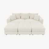 Deep Seat Convertible Sofa With Soft Pillows And Ottomans