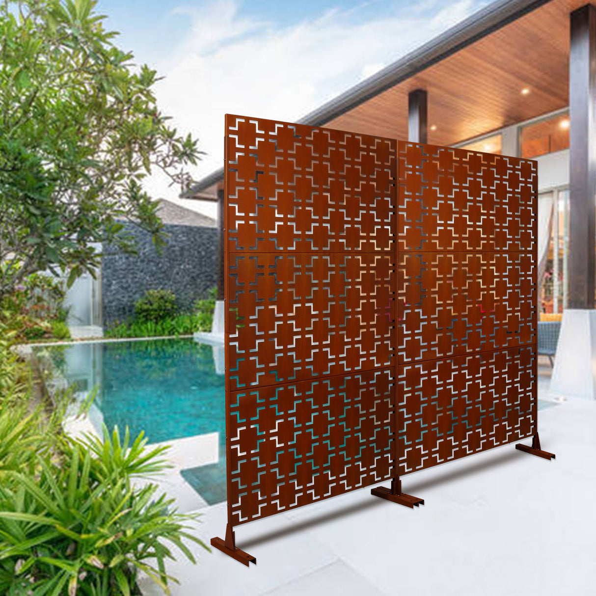 Outdoor & Indoor Metal Privacy Freestanding Decorative Screen