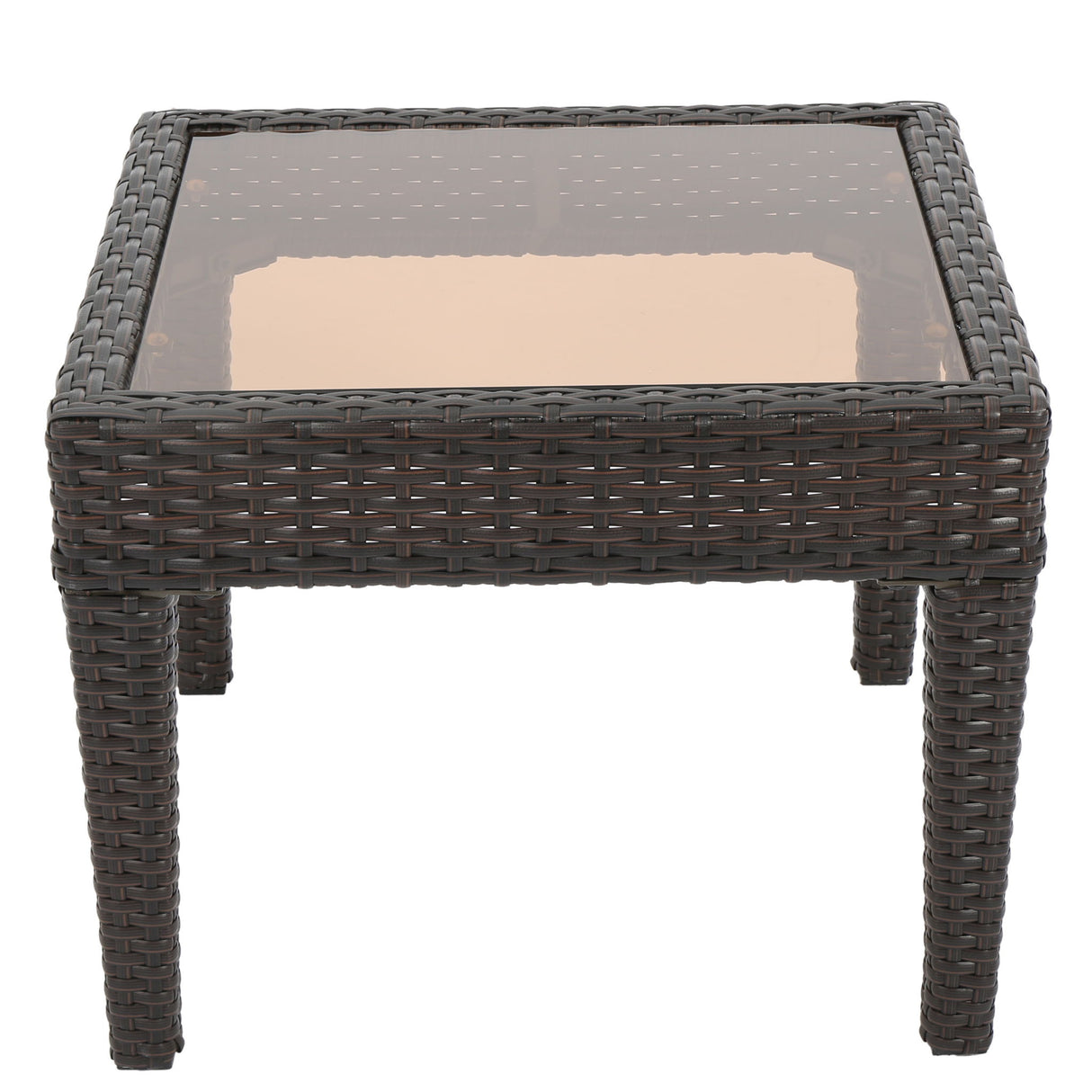 Nebulosity - Outdoor Accent Table With Square Glass Top - Brown Multi