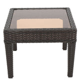 Nebulosity - Outdoor Accent Table With Square Glass Top - Brown Multi