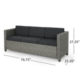 Thalassa - Outdoor 3 Seater Sofa With Removable Cushions And Steel Frame