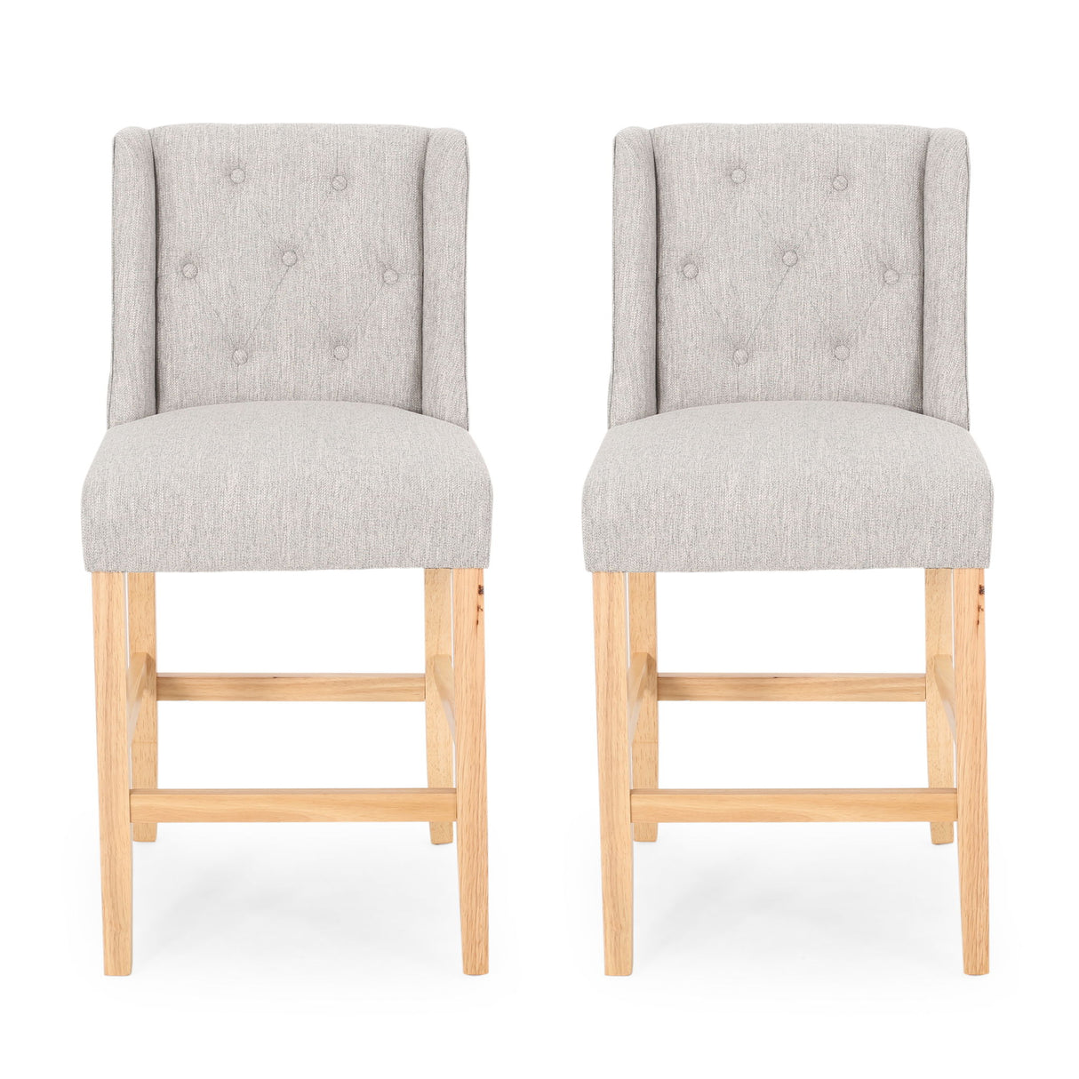 Vienna - Contemporary Fabric Tufted & Wingback Counter Stools (Set of 2)