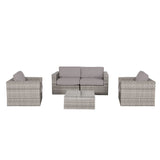 Wicker Seating Group Set With Table And Cushions