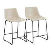 Vintage Style Armless Industrial Counter Stool With Metal Legs And Footrest For Kitchen Island, Cafe, Pub, Bar Counter (Set of 2) - Cream / Black