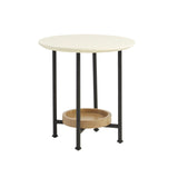 Oval End Table With Metal Legs - White / Natural