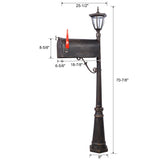 Stratford - Heavy Duty Cast Aluminum Mailbox With Post And Solar Light, Fluted Base, Decorative Modern Mailbox - Brown