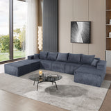 Luxury 8 Piece Modular U Shaped Sectional Sofa With Oversized Chaise Lounge And Bed Corduroy Upholstery