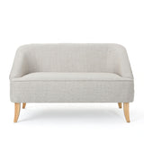 Modern Fabric Loveseat With Sloped Armrests For Living Room - Beige