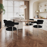 Contemporary Upholstered Armchair Dining Chairs With Metal Legs (Set of 2)