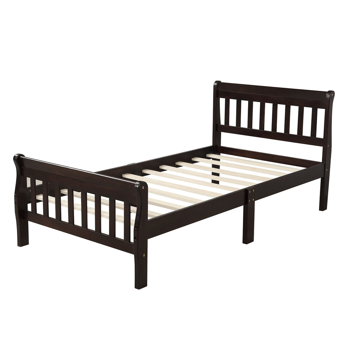 Platform Bed, Mattress Foundation Sleigh Bed With Headboard, Footboard, Slat Support