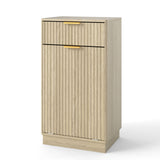 Tilt Out Trash Can Cabinet With Wave Textured Drawer & Pull Out Bin