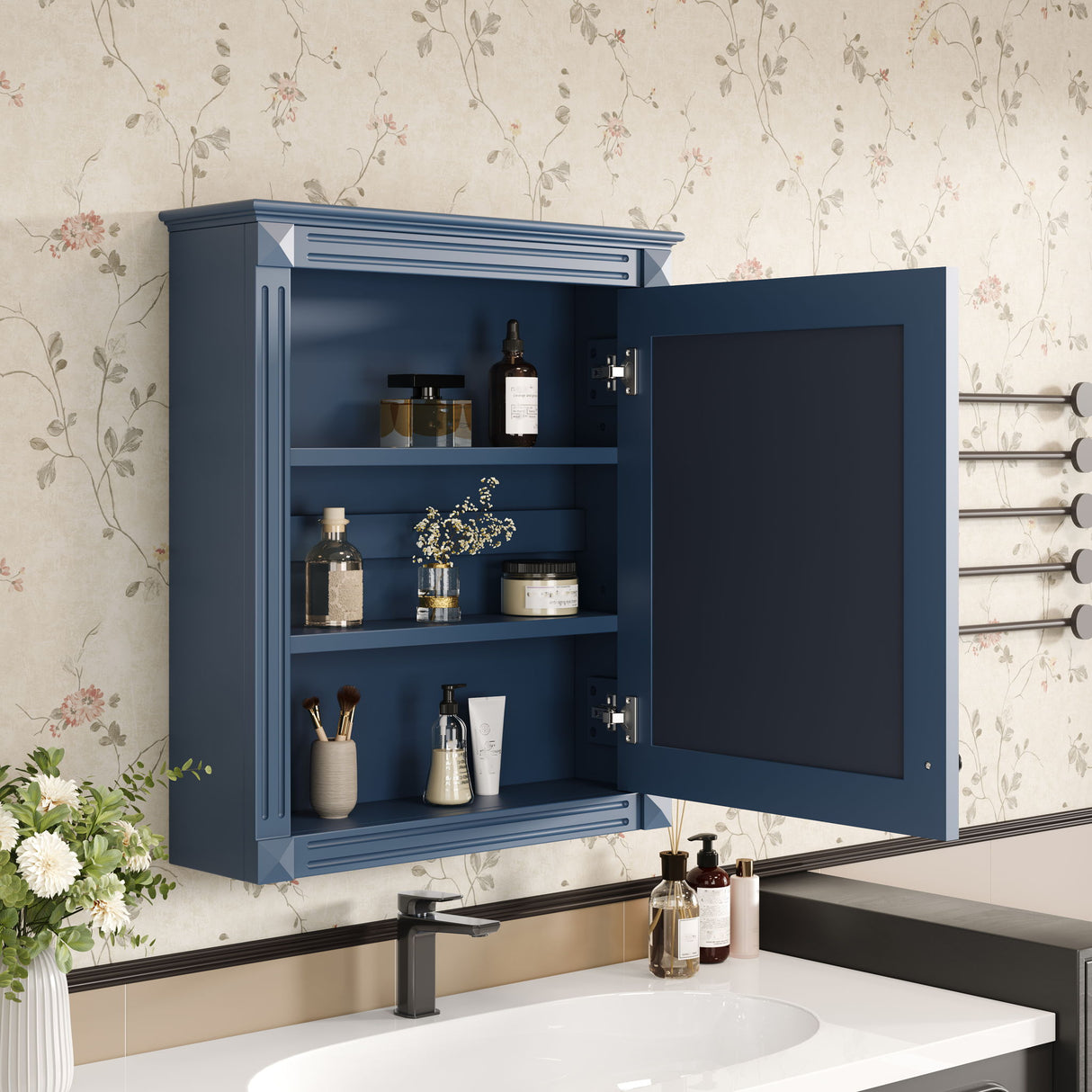 Wall Mounted Bathroom Storage Cabinet With Mirror, Medicine Cabinet With Height Adjustable Shelf