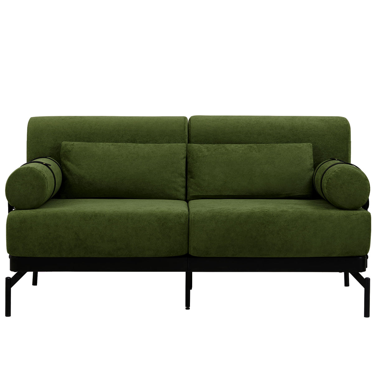 Modern Loveseat Sofa 2 Seater With USB Ports, Cylindrical Armrests