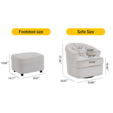 Swivel Chair With Ottoman, Modern Luxury Velvet Swivel Accent Chair, Comfy Round Armchair, Single Sofa Armchair With Lounge Seat For Bedroom / Office / Reading Spaces