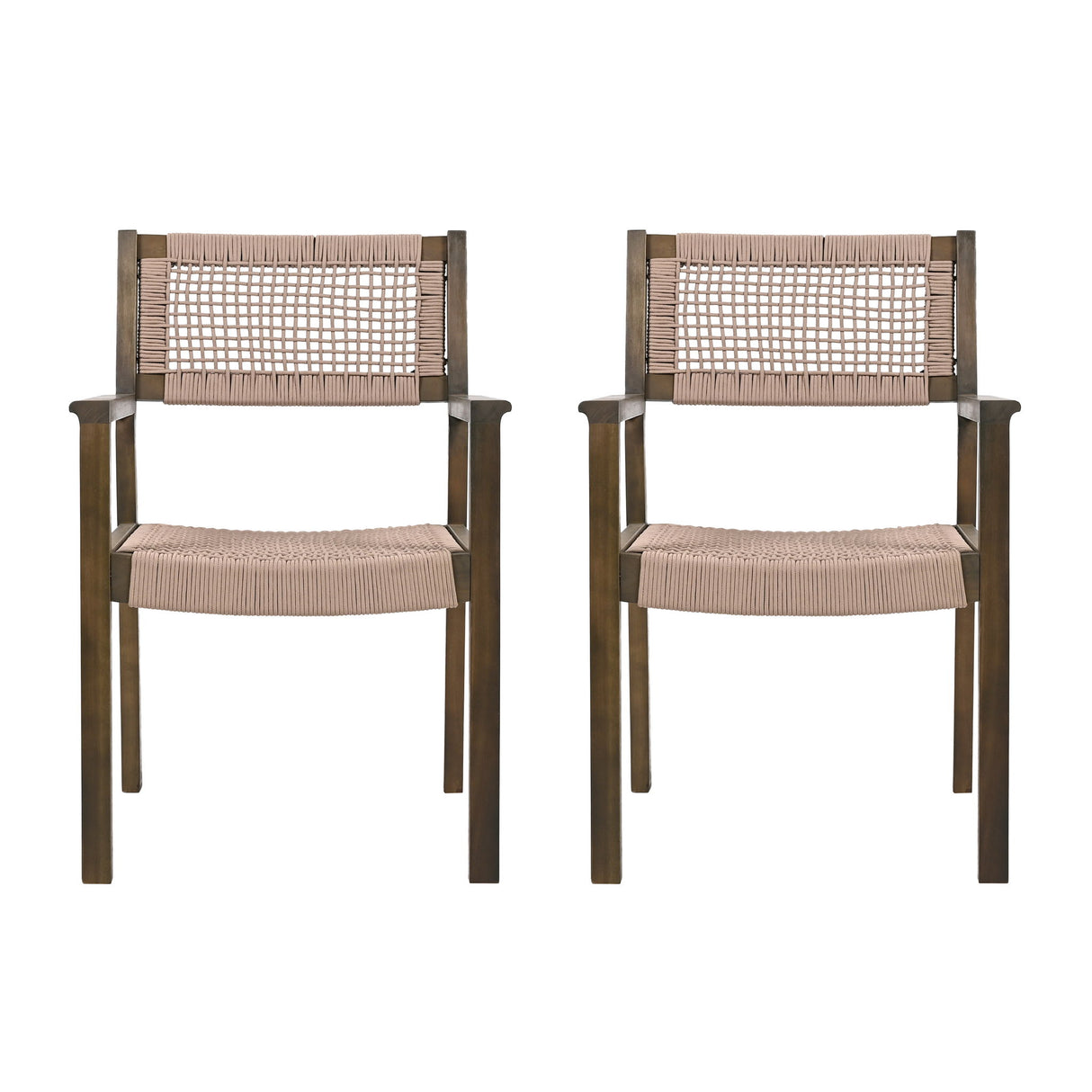 Outdoor Dining Chair (Set of 2), Patio Chairs - Gray / Light Brown