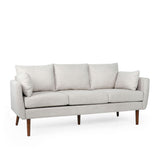 Diaphanous - Upholstered 3 Seater Sofa With 2 Accent Pillows And Wood Legs