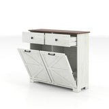 Double Tilt Out Trash Cabinet With Hideaway Drawer And Barn Door Style