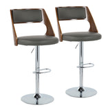 Cecina - Mid-Century Modern Adjustable Height Barstool Wth Swivel And Oval Footrest (Set of 2)