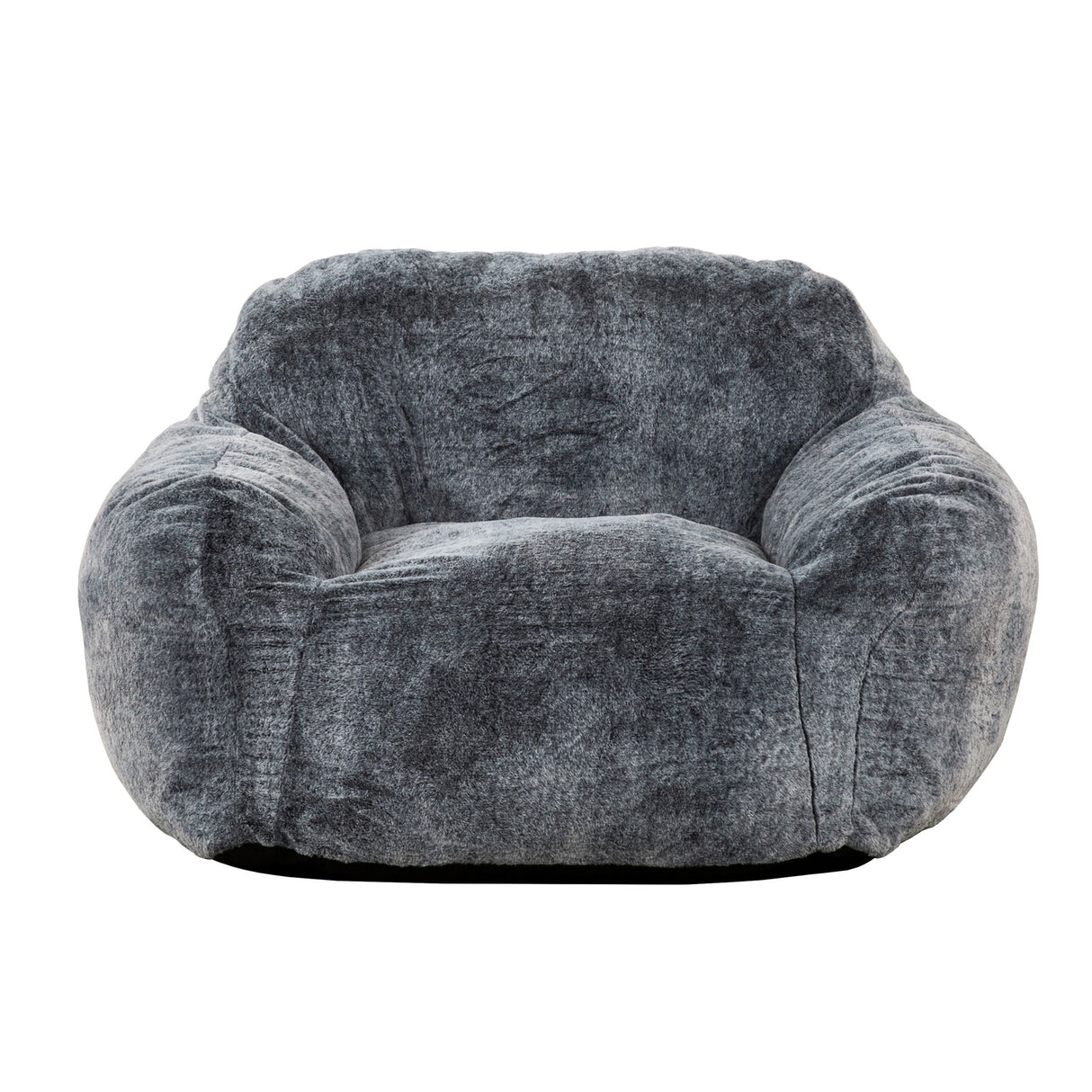 Living Room Bean Bag Sofa Chair With Memory Foam Fillings, Soft Upholstered Bean Bag Armchair - Black / Gray