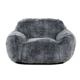 Living Room Bean Bag Sofa Chair With Memory Foam Fillings, Soft Upholstered Bean Bag Armchair - Black / Gray