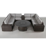 Patio Seating Group With Cushions And Fire Pit - Espresso