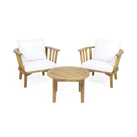 Patio Furniture Set, Outdoor Acacia Wood Patio Club Chair With Table
