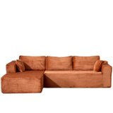 Compression Sectional Couch With Comfy Chaise, Boneless L Shape Sofa With Deep Seat